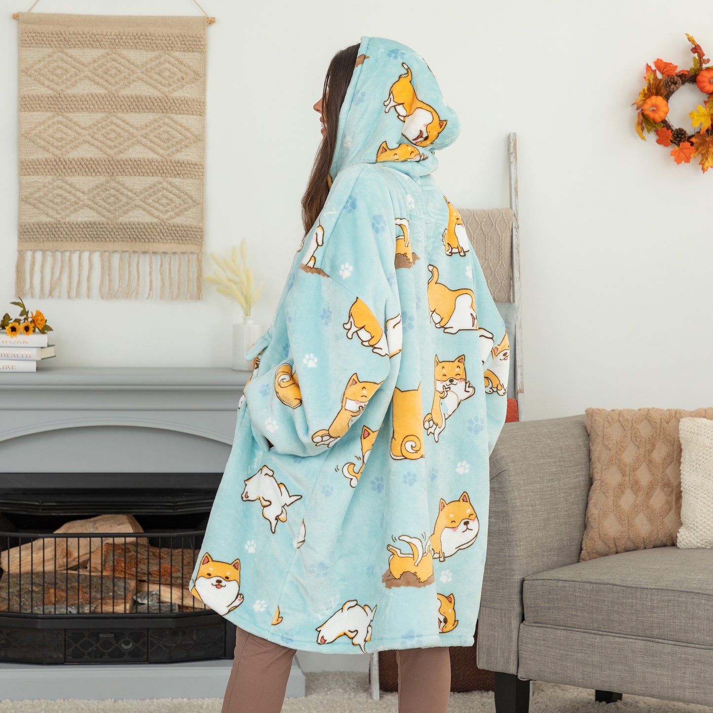 Wearable Pet Pocket Hoodie Blanket