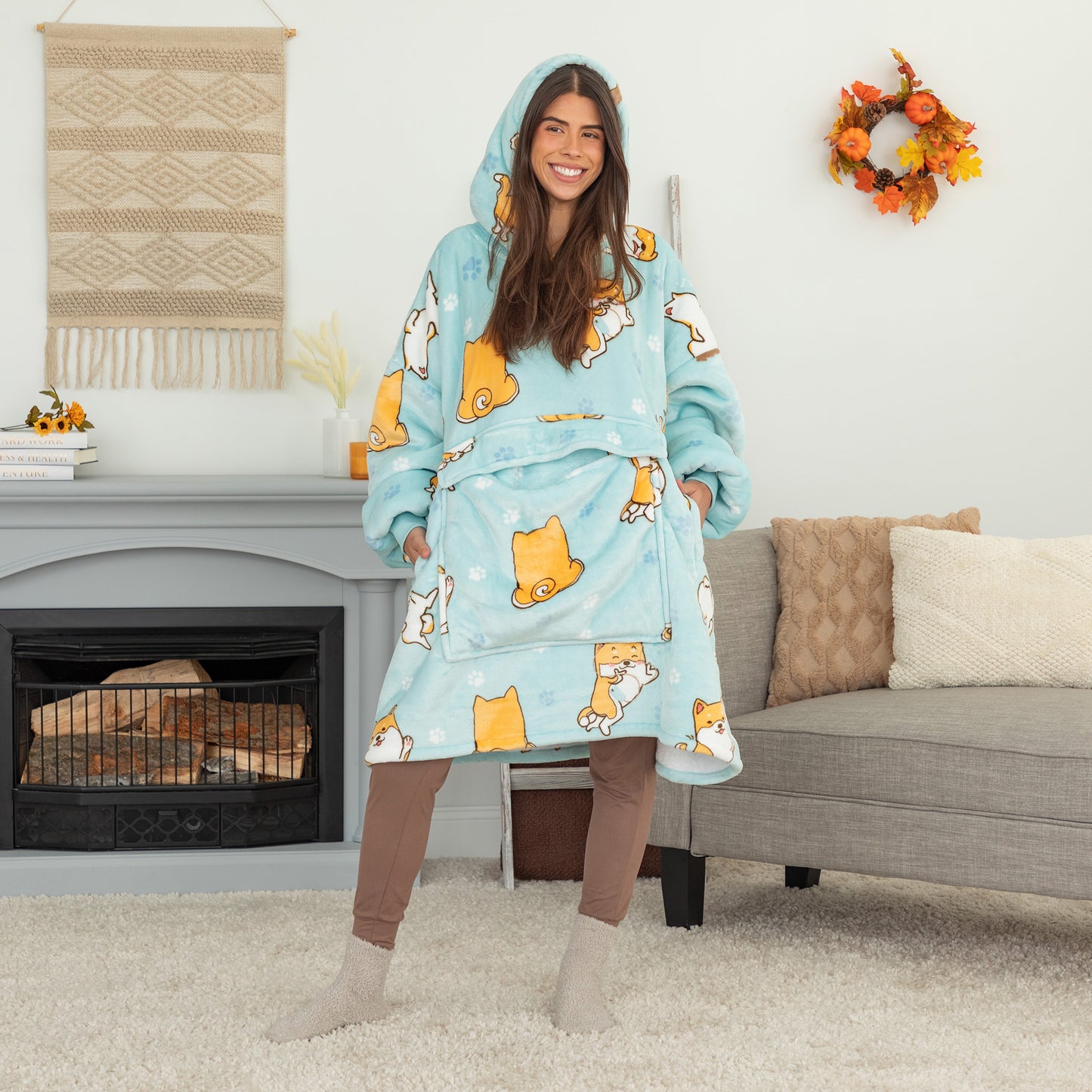 Wearable Pet Pocket Hoodie Blanket