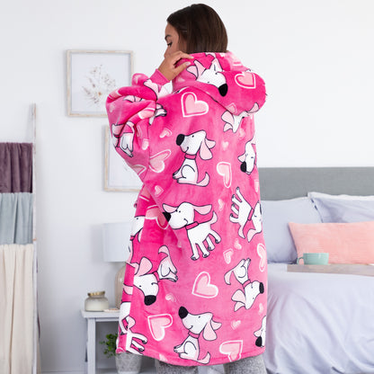 Wearable Pet Pocket Hoodie Blanket