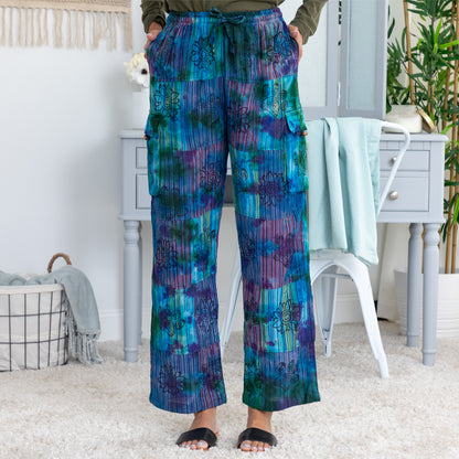 Tie-Dye Patchwork Paw Print Pants