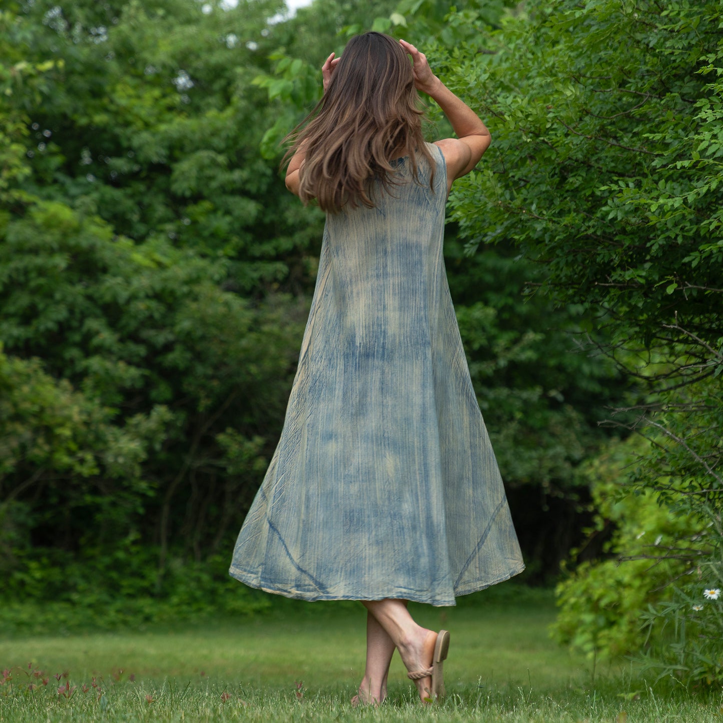 Dusty Pink & Blue Floral Sleeveless Dress