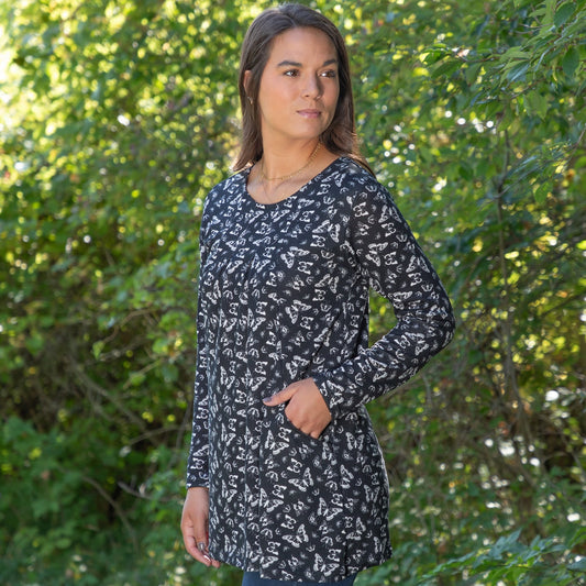 Butterfly Long Sleeve Tunic With Pockets