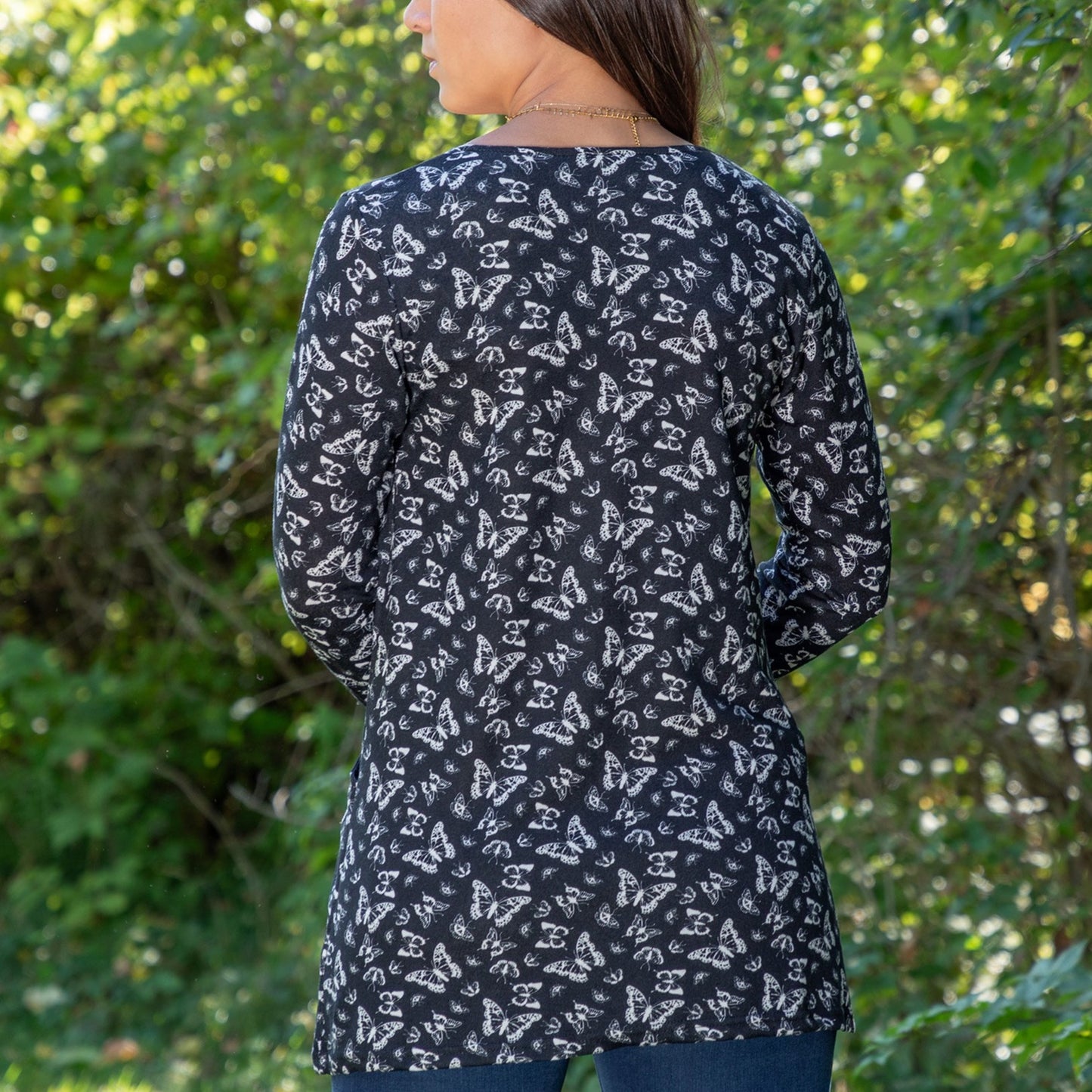 Butterfly Long Sleeve Tunic With Pockets