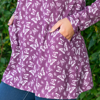 Butterfly Long Sleeve Tunic With Pockets