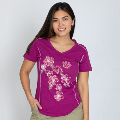 Hibiscus & Paws Bamboo Blend V-Neck Tee