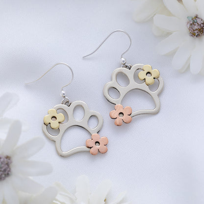 Paws & Flowers Mixed Metal Earrings