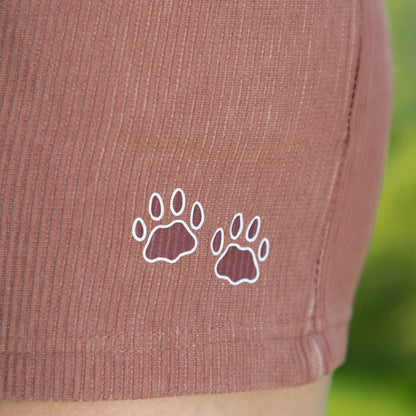 Corded Fleece Paw Print Shorts