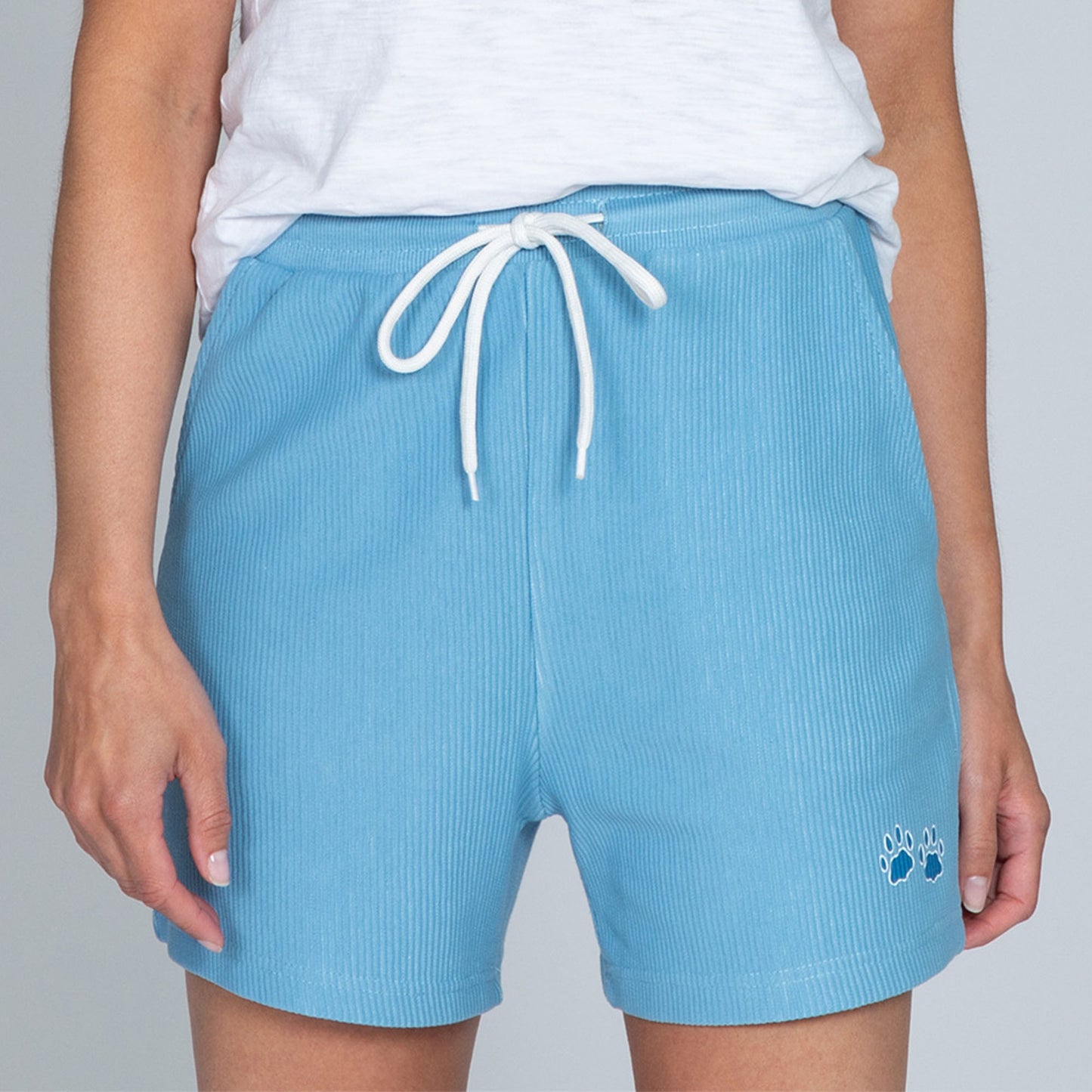 Corded Fleece Paw Print Shorts