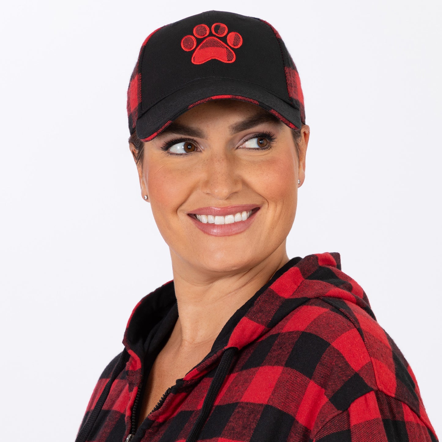 Paw Print Plaid Baseball Hat