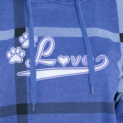 Plaid Paw with Love Hooded Sweatshirt