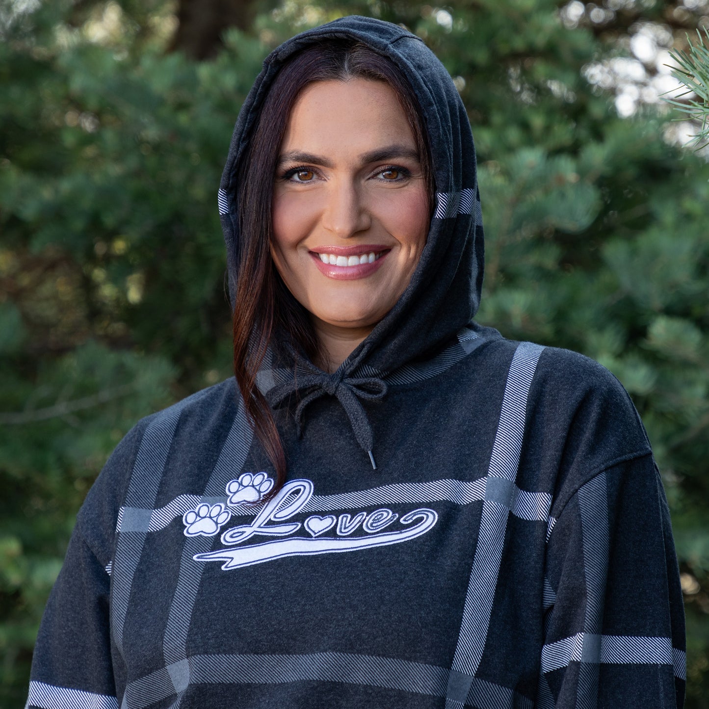 Plaid Paw with Love Hooded Sweatshirt