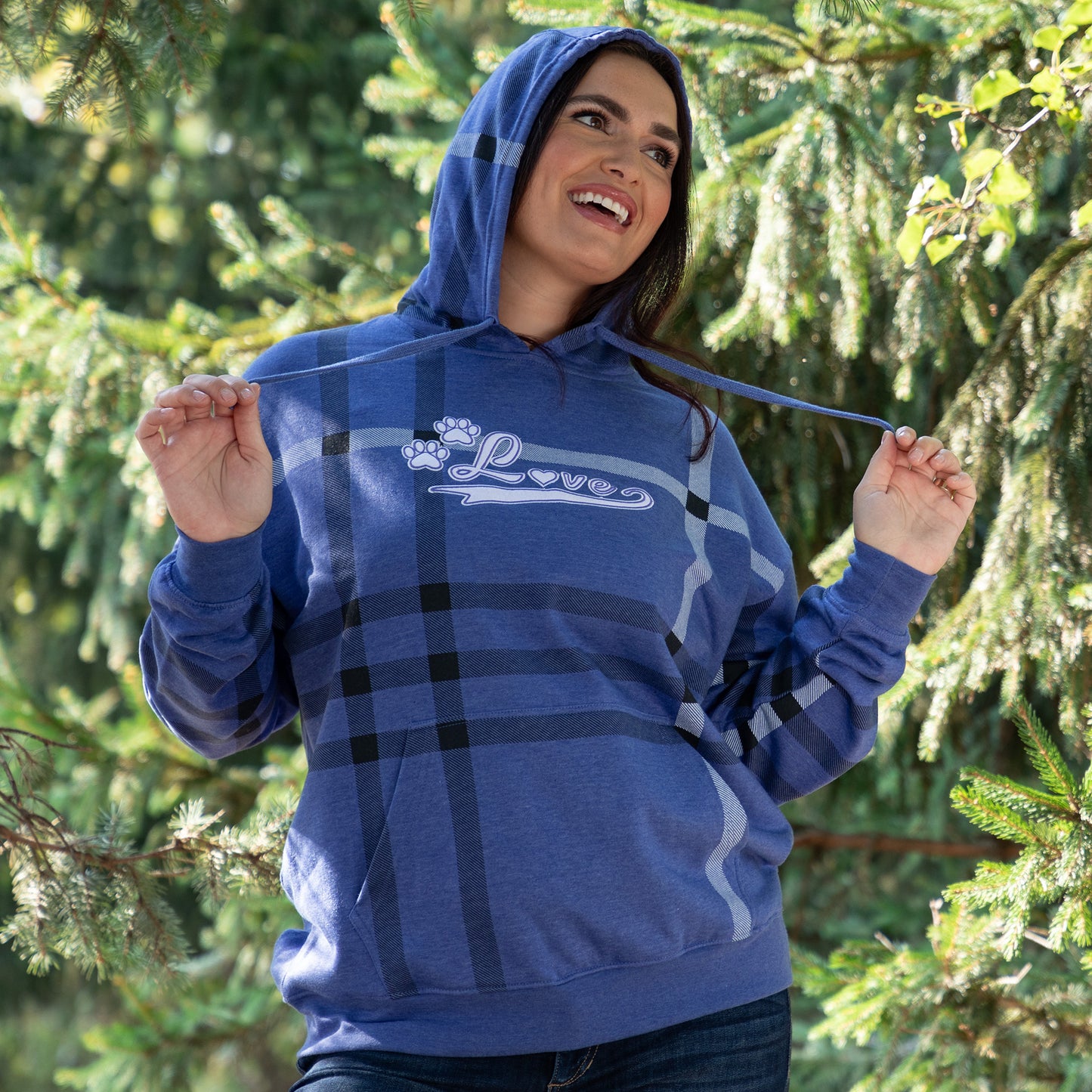 Plaid Paw with Love Hooded Sweatshirt