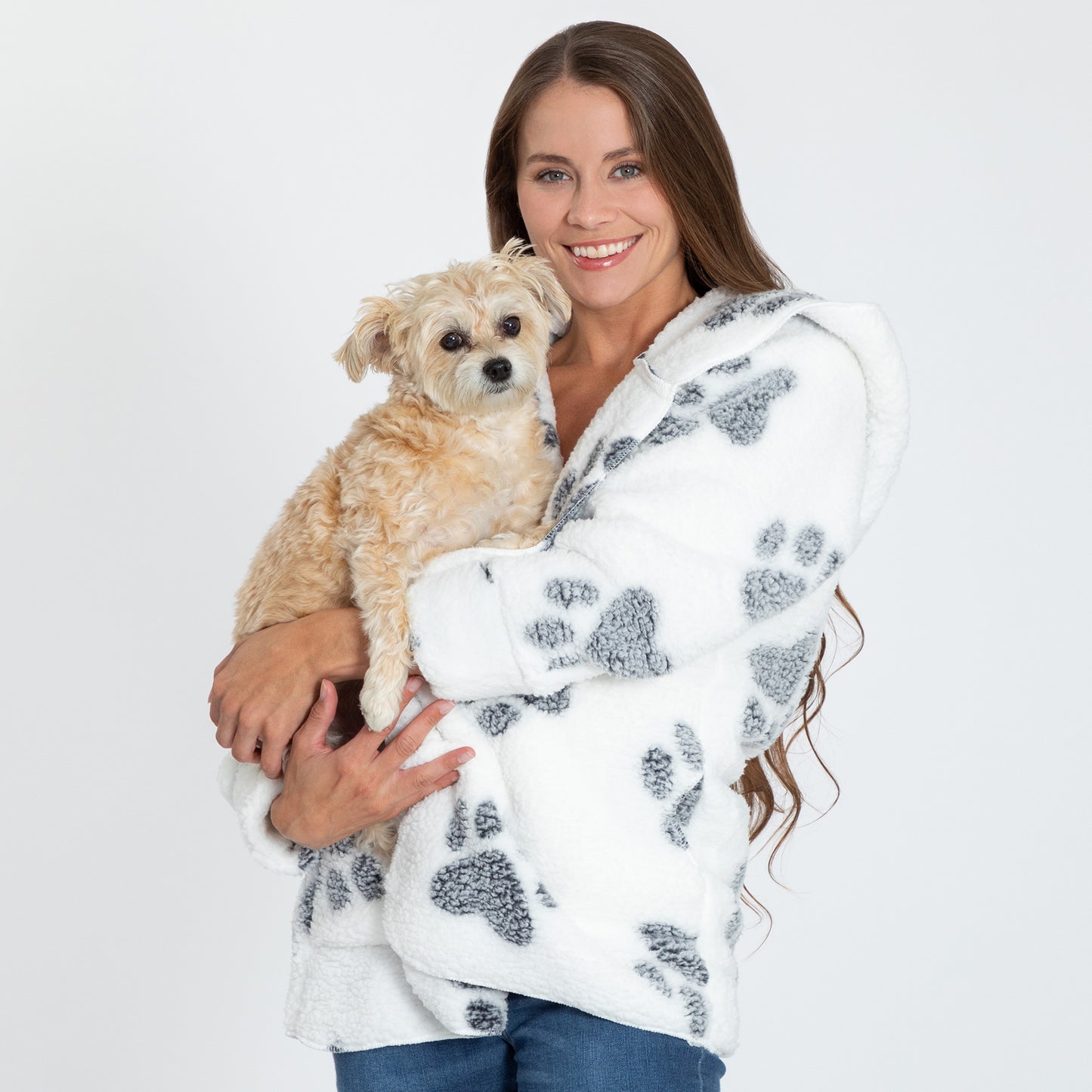 Cozy in Paws Plush Sherpa Fleece Open Jacket with Pockets