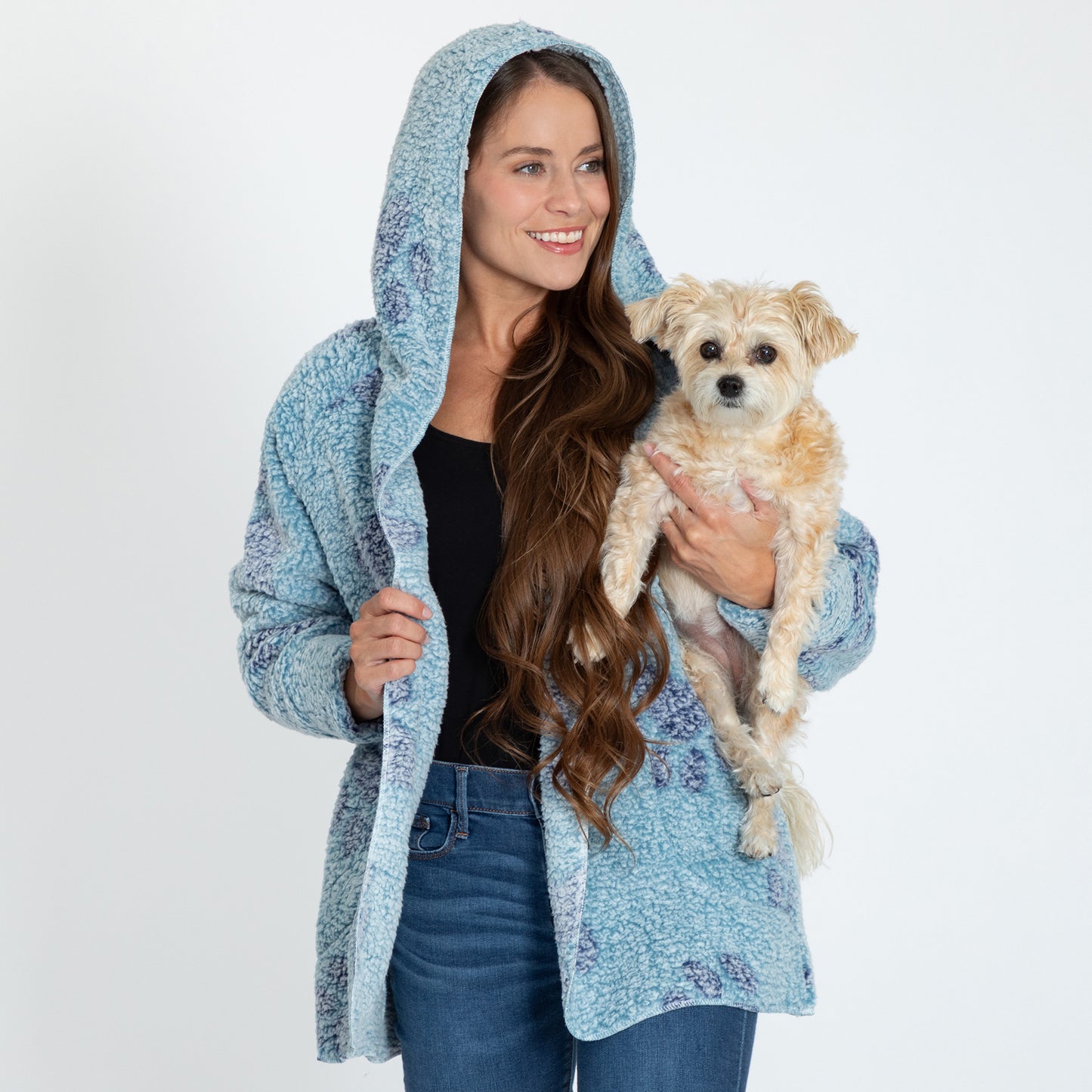 Cozy in Paws Plush Sherpa Fleece Open Jacket with Pockets