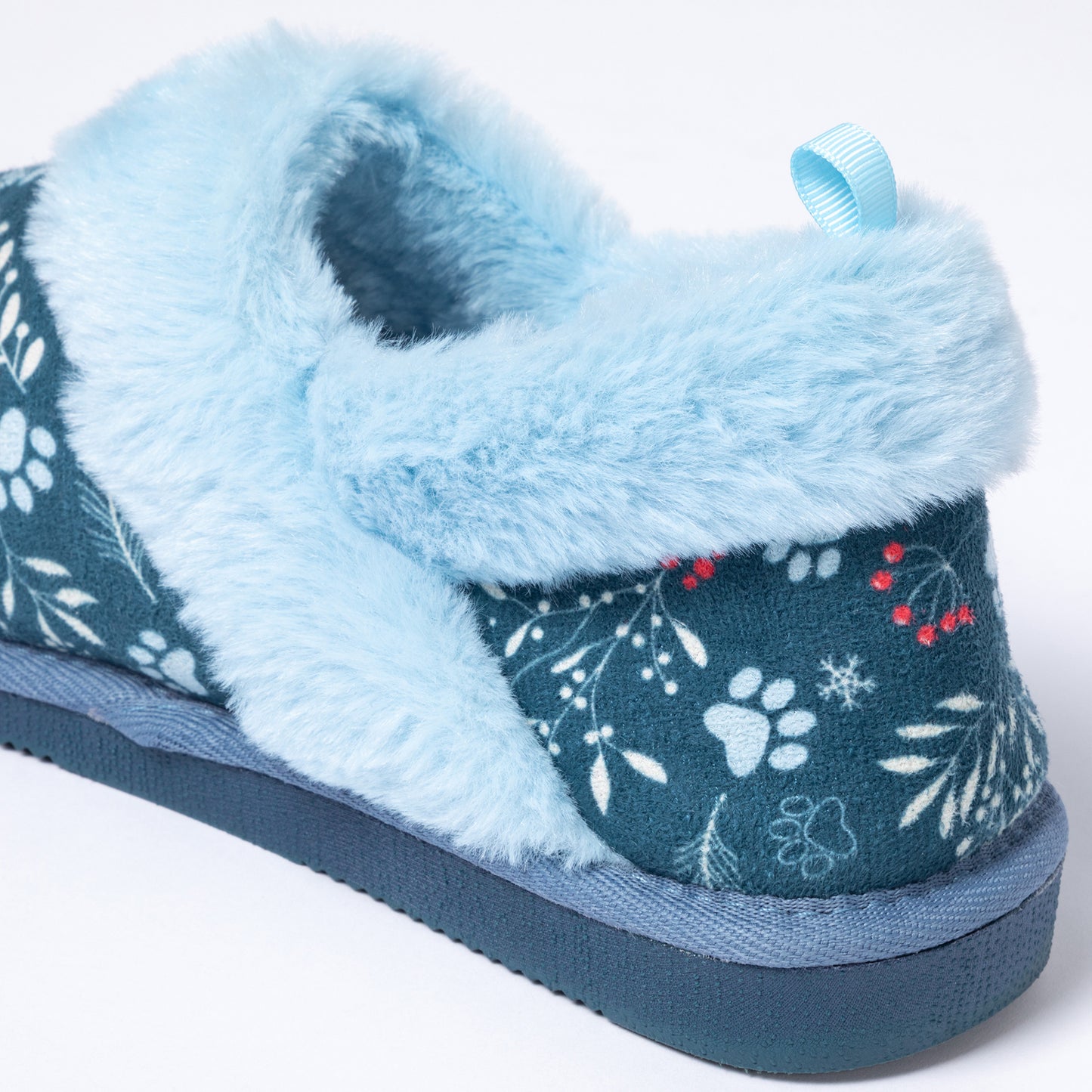 Paw Print Faux Fur Lined Indoor/Outdoor Slippers