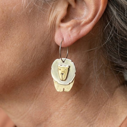 Dancing Lion Mixed Metals Hoop Earrings