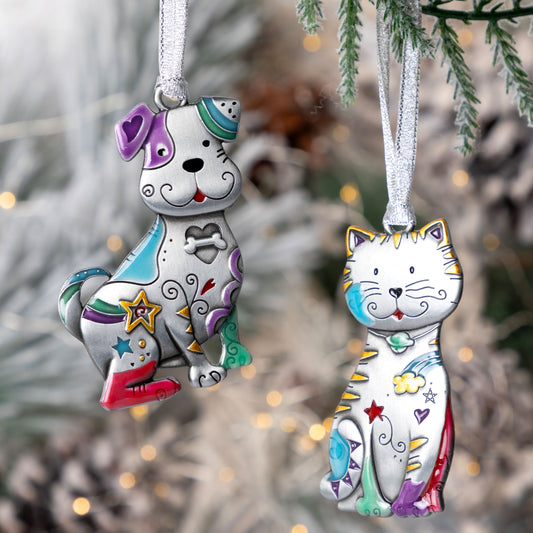 Color Pop Kitty & Dog Ornament