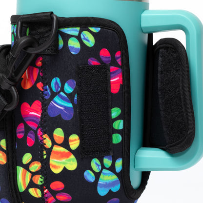 Paw Print Tumbler Carrier with Zippered Pockets - 40oz