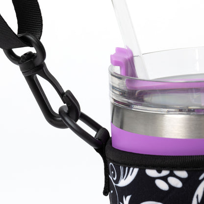 Paw Print Tumbler Carrier with Zippered Pockets - 40oz