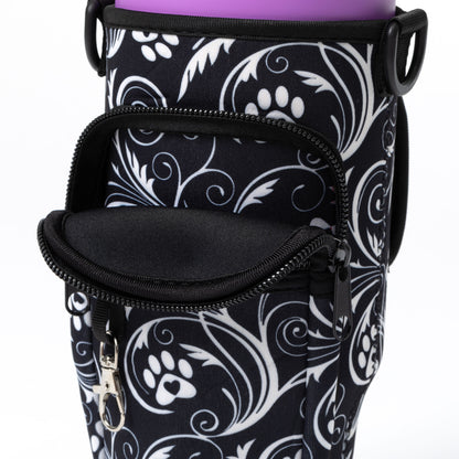 Paw Print Tumbler Carrier with Zippered Pockets - 40oz