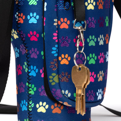 Paw Print Tumbler Carrier with Zippered Pockets