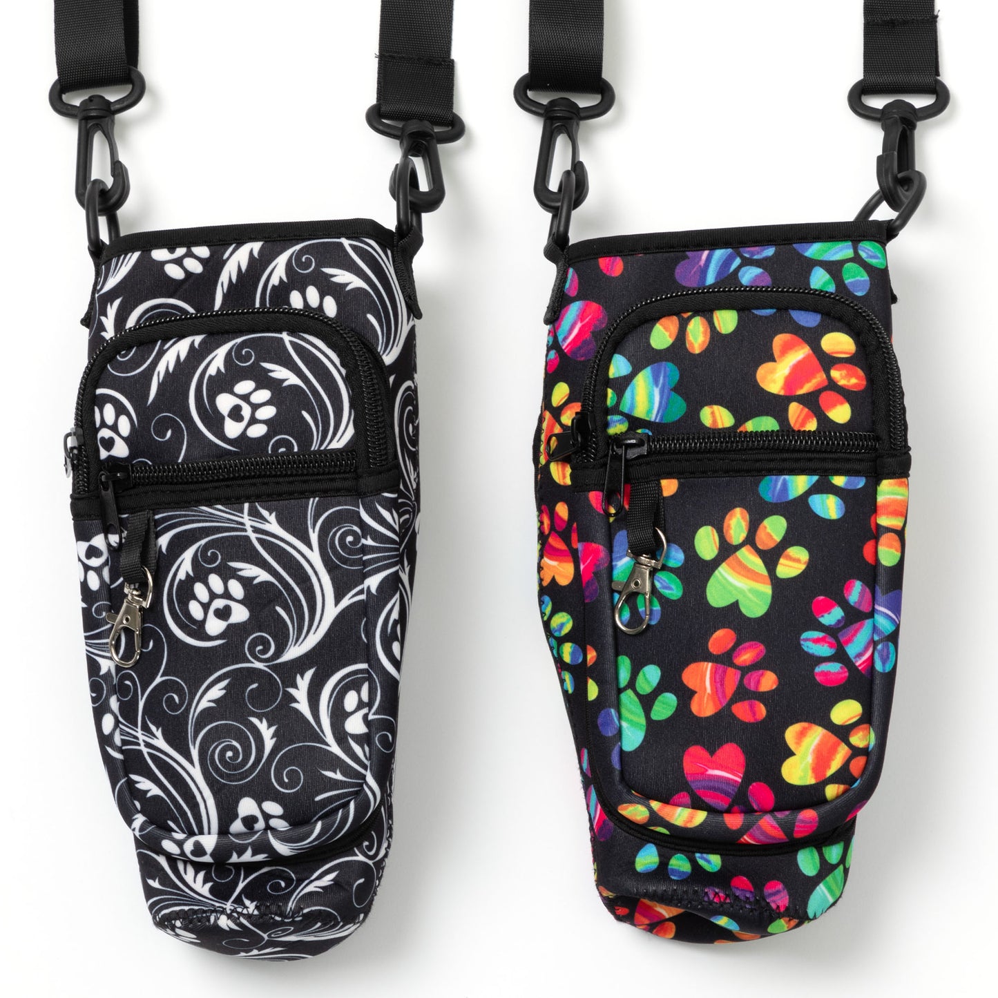 Paw Print Tumbler Carrier with Zippered Pockets - 40oz