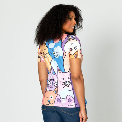 Artsy Cats Sublimation V-Neck Tee