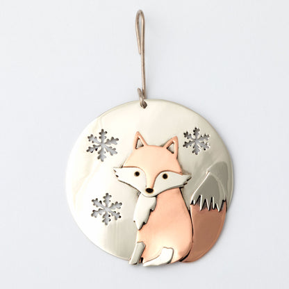 Mixed Metal Winter Fox Fair Trade Ornament