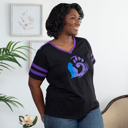 Painted Cat V-Neck Football Tee