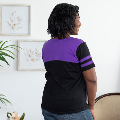 Painted Cat V-Neck Football Tee