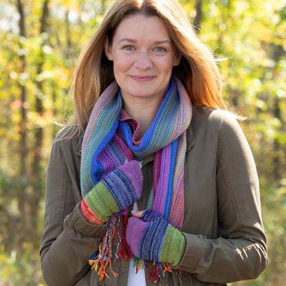 Alpaca Fingerless Mittens & Scarf Set | Fair Trade, 100% Alpaca Fiber