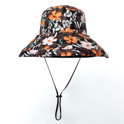 Floral patterned bucket hat on a white background