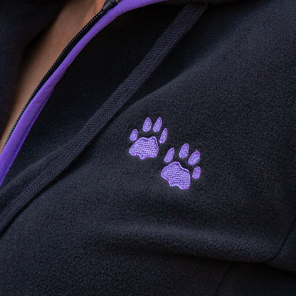 Purple Paw Trimmed Polar Fleece Hooded Jacket