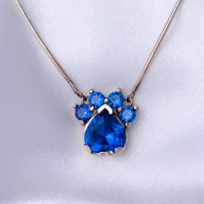 Paw Print Birthstone Pendant Necklace