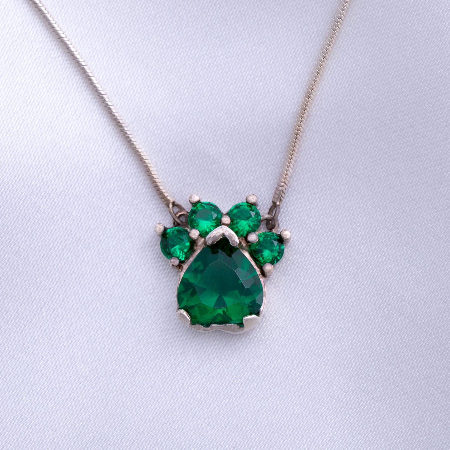 Paw Print Birthstone Pendant Necklace