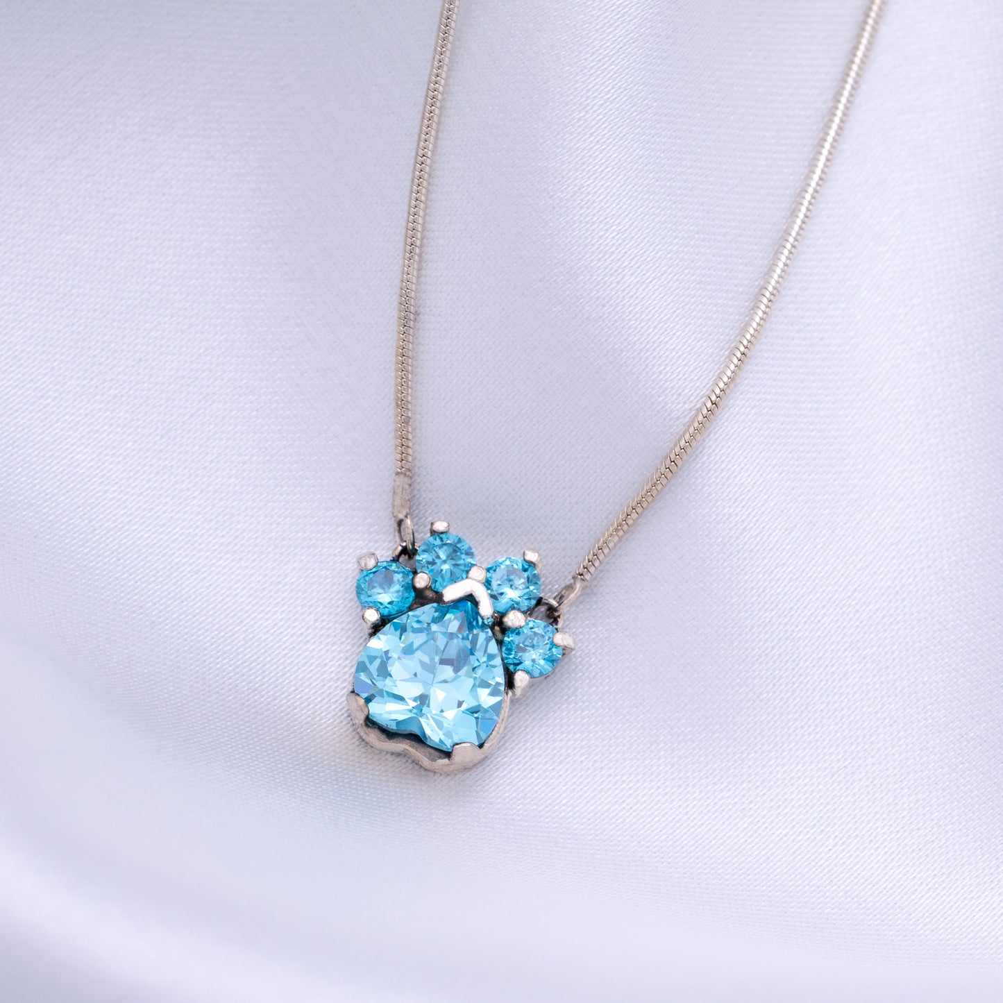 Paw Print Birthstone Pendant Necklace