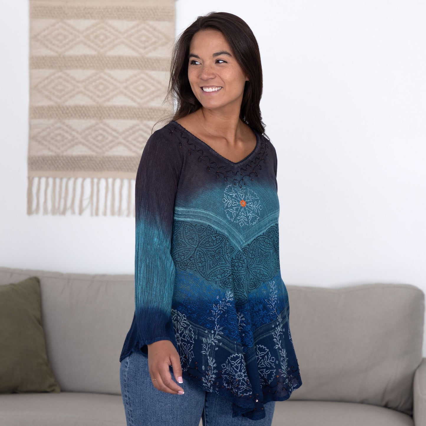 Earth & Sky Long Sleeve Tunic | Fair Trade