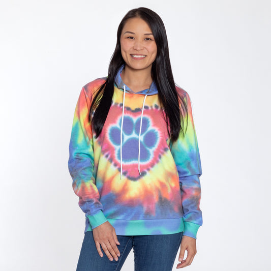 Purple Paw Tie-Dye Lightweight Pullover Hoodie