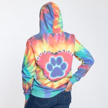 Purple Paw Tie-Dye Lightweight Pullover Hoodie