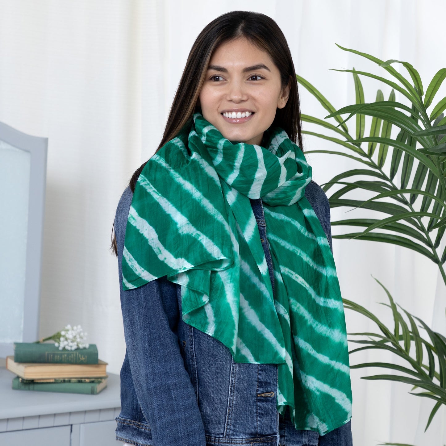 Tie-Dye Stripe Silk Scarf