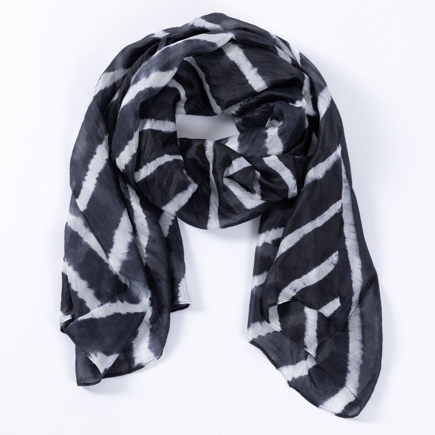 Tie-Dye Stripe Silk Scarf