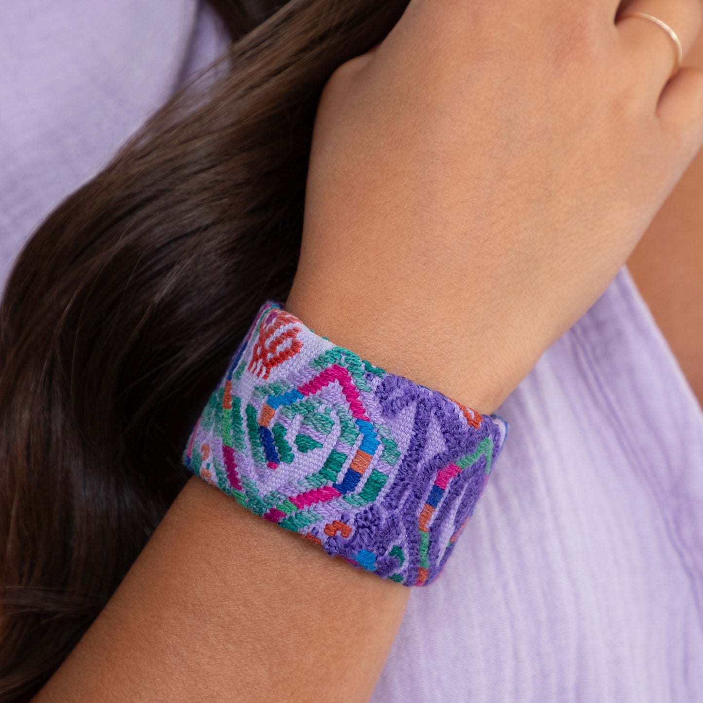 Upcycled Huipil Cuff