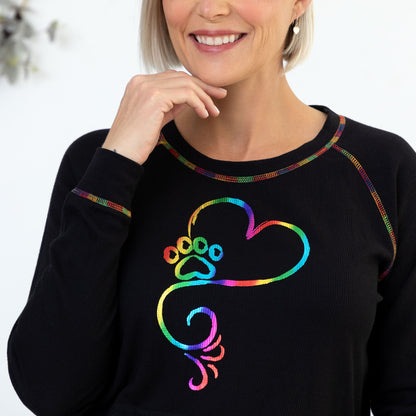 Rainbow Stitch Paw Thermal Long Sleeve Top