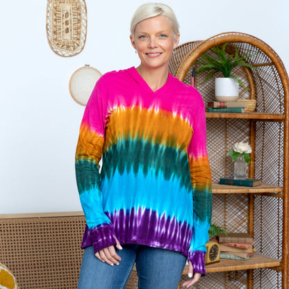 Rainbow Tie-Dye Hooded Tunic