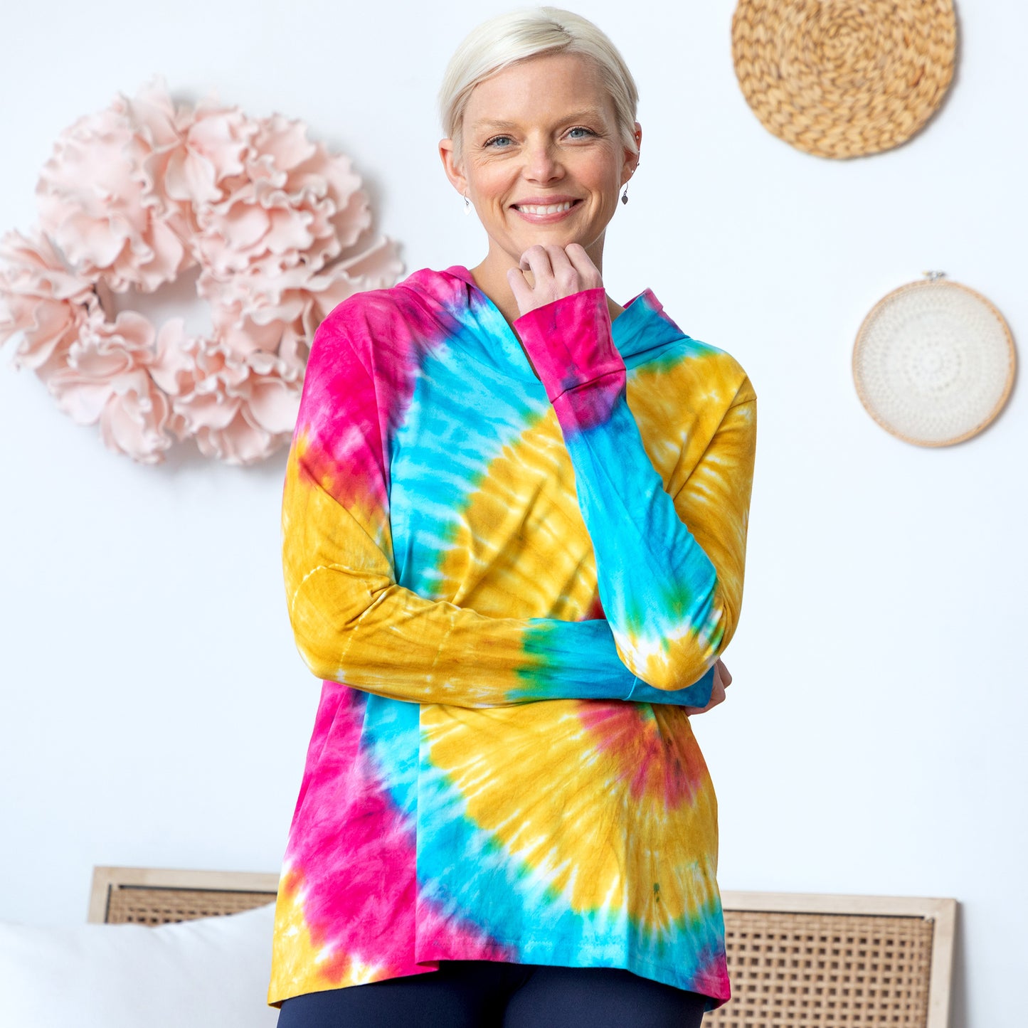 Rainbow Tie-Dye Hooded Tunic