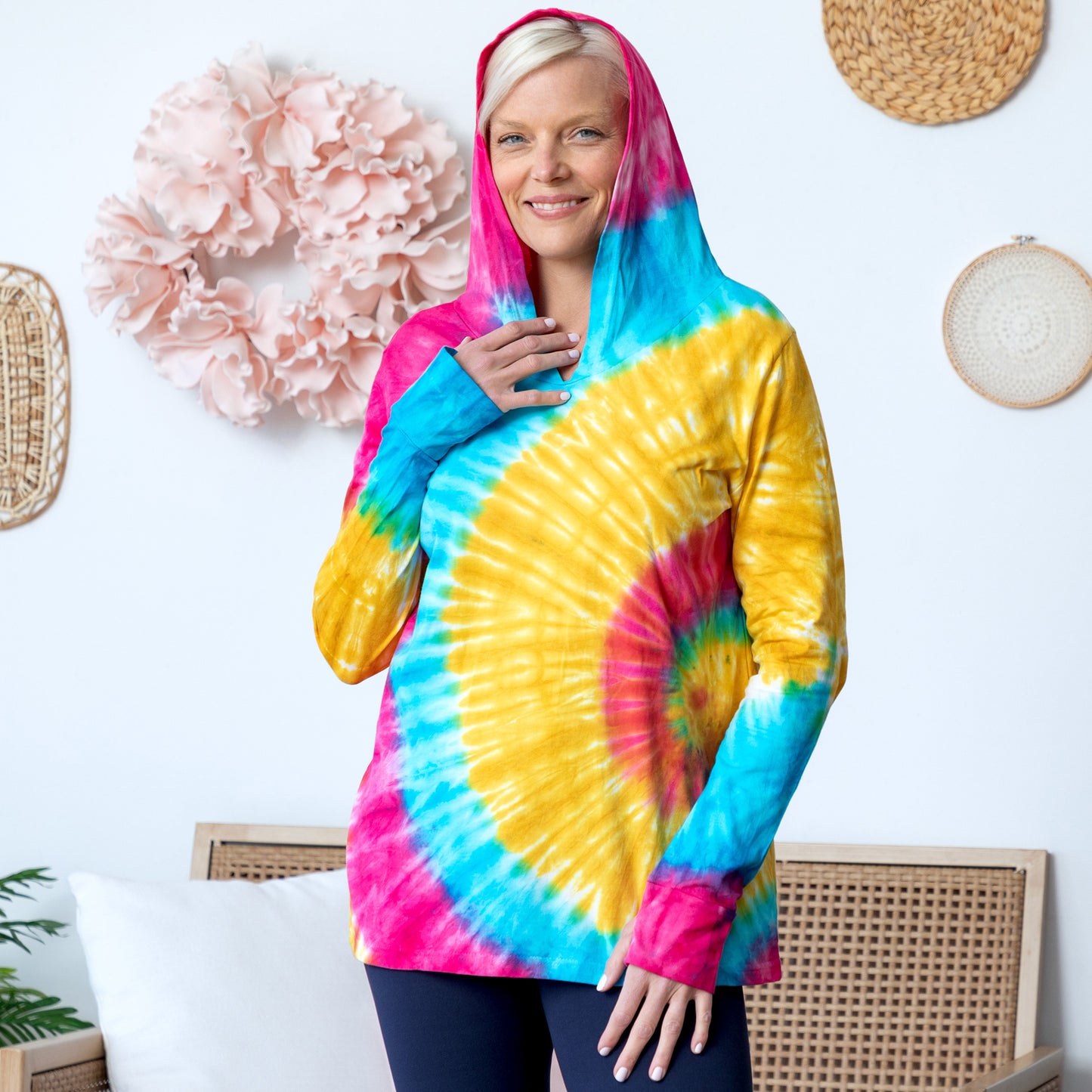 Rainbow Tie-Dye Hooded Tunic