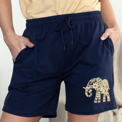 Majestic Mandala Elephant Casual Cotton Shorts