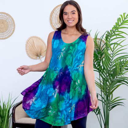 Tie-Dye Dragonfly Hand Crafted Sleeveless Tunic