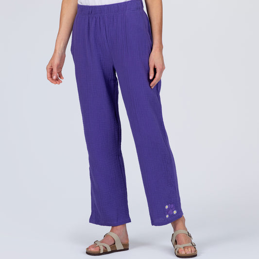 Purple Paw Floral Embroidered Cotton Separates