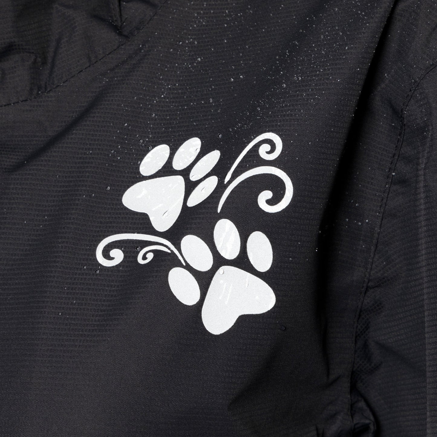 Reflective Paw Print Rain Jacket with Zippered Pockets